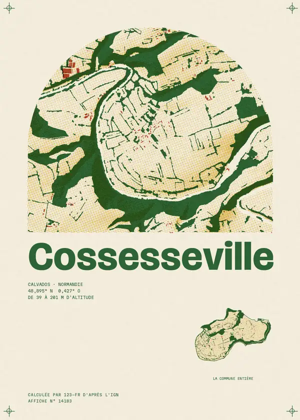 Affiche de Cossesseville, calculée par 123-fr d'après l'IGN
