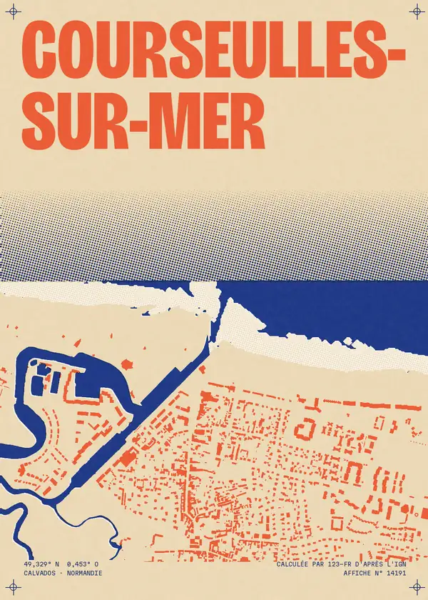 Affiche de Courseulles-sur-Mer, calculée par 123-fr d'après l'IGN