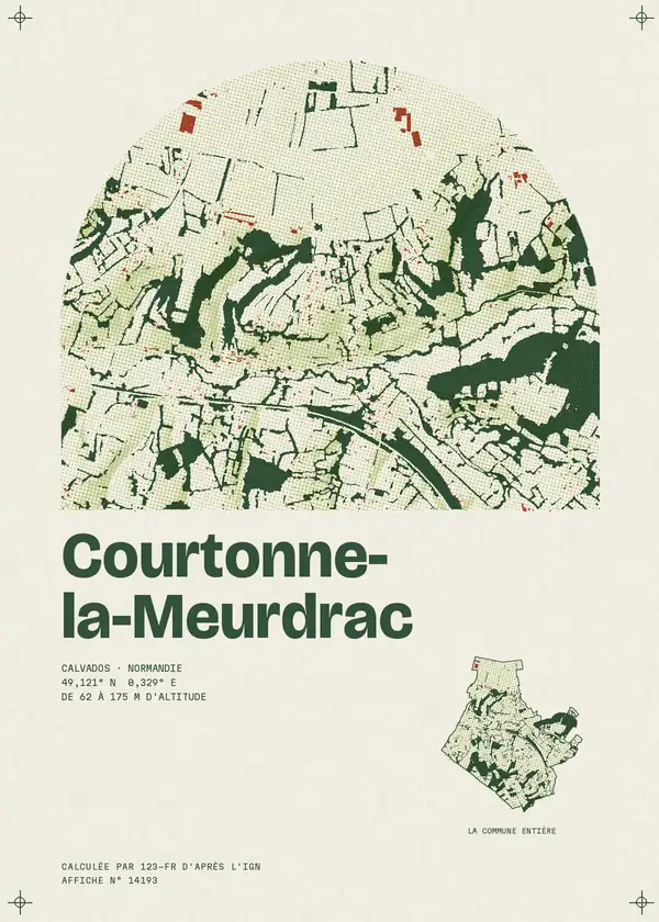 Affiche de Courtonne-la-Meurdrac, calculée d'après l'IGN