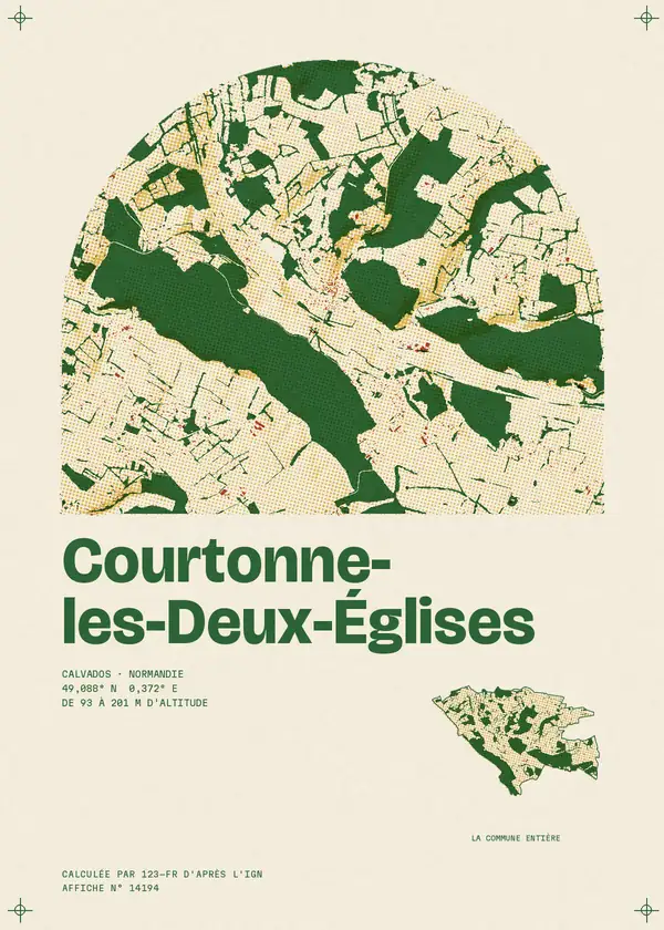 Affiche de Courtonne-les-Deux-Églises, calculée par 123-fr d'après l'IGN