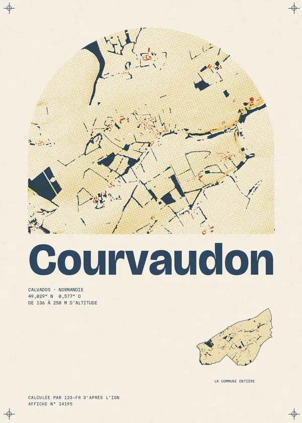 Affiche de Courvaudon, calculée par 123-fr d'après l'IGN