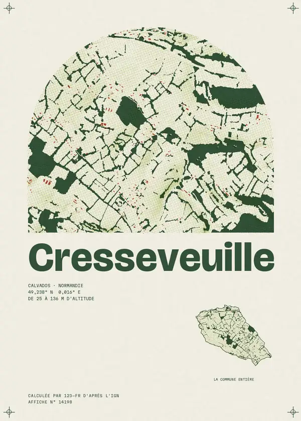 Affiche de Cresseveuille, calculée par 123-fr d'après l'IGN