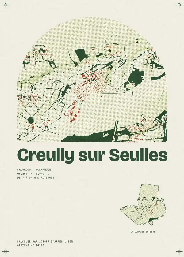 Affiche de Creully sur Seulles, calculée par 123-fr d'après l'IGN