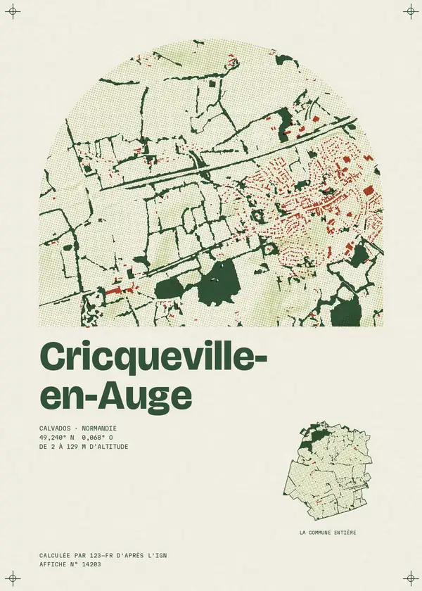 Affiche de Cricqueville-en-Auge, calculée par 123-fr d'après l'IGN