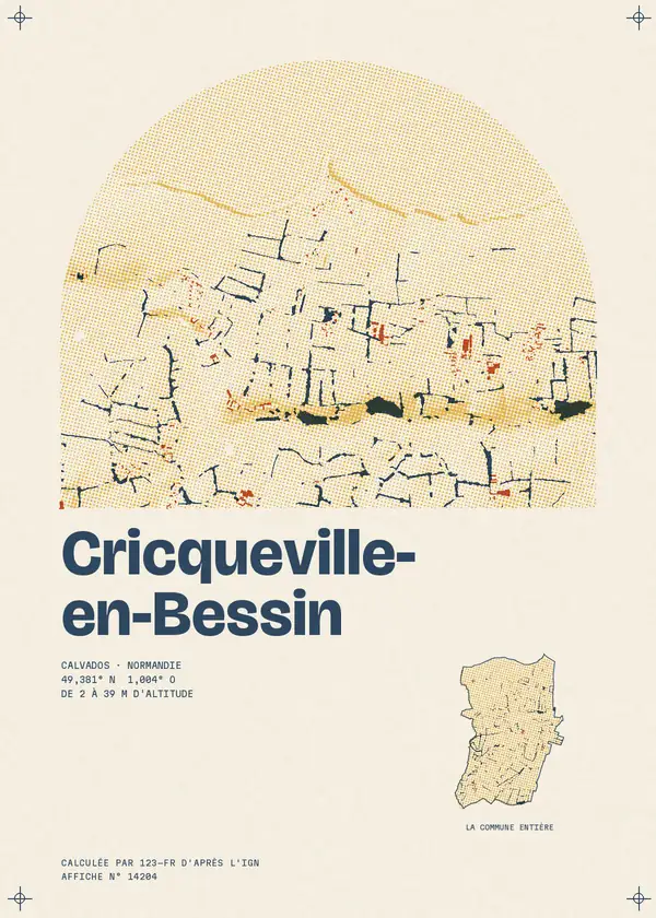 Affiche de Cricqueville-en-Bessin, calculée par 123-fr d'après l'IGN