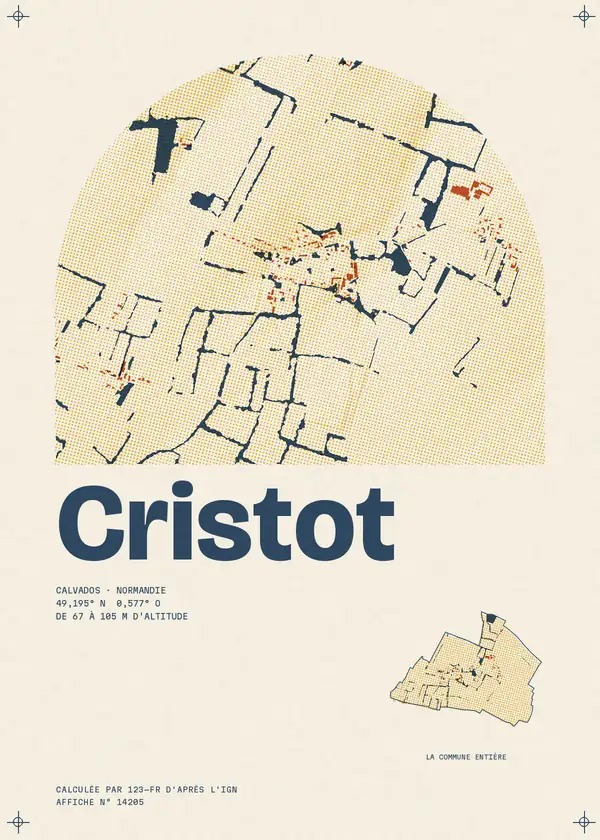 Affiche de Cristot, calculée par 123-fr d'après l'IGN
