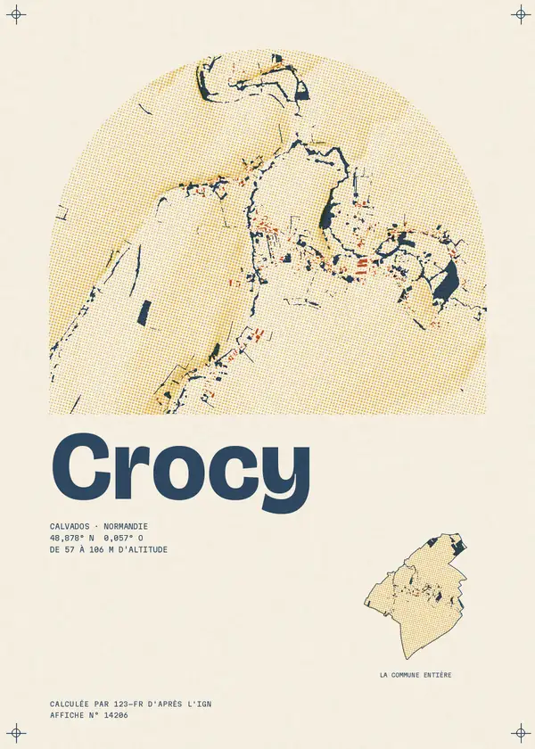 Affiche de Crocy, calculée par 123-fr d'après l'IGN