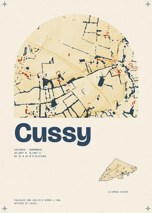Affiche de Cussy, calculée par 123-fr d'après l'IGN