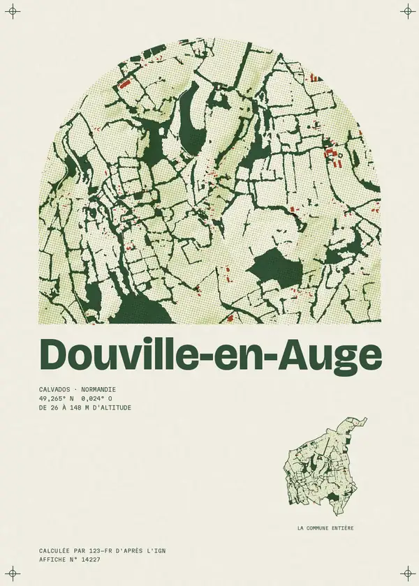 Affiche de Douville-en-Auge, calculée par 123-fr d'après l'IGN