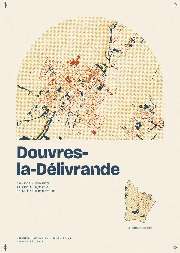 Affiche de Douvres-la-Délivrande, calculée par 123-fr d'après l'IGN