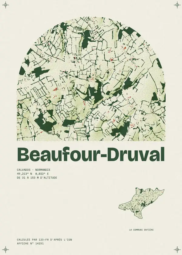 Affiche de Beaufour-Druval, calculée par 123-fr d'après l'IGN