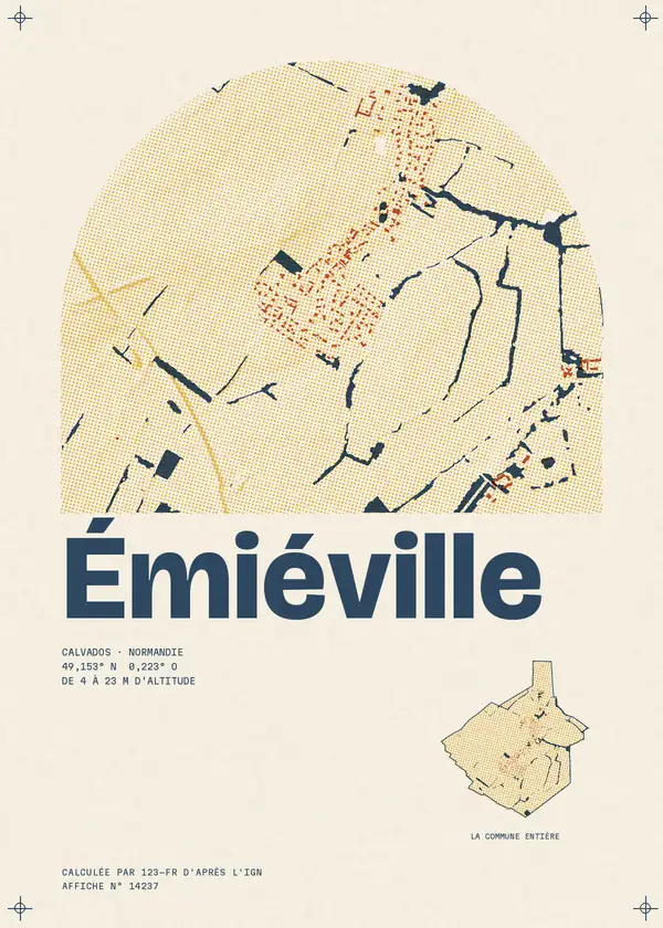 Affiche de Émiéville, calculée par 123-fr d'après l'IGN