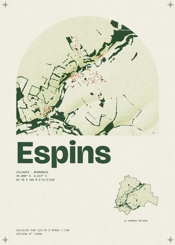 Affiche de Espins, calculée par 123-fr d'après l'IGN