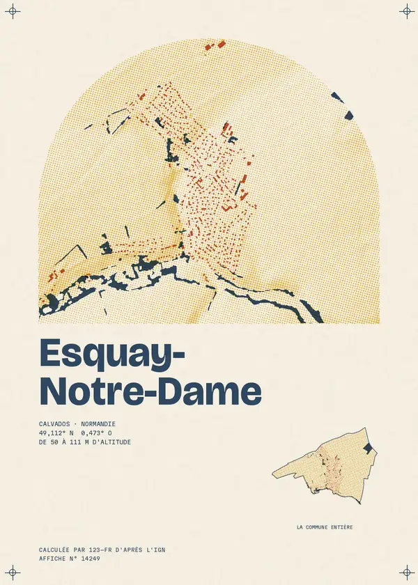 Affiche de Esquay-Notre-Dame, calculée par 123-fr d'après l'IGN
