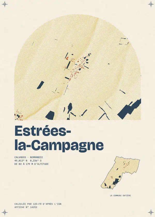 Affiche de Estrées-la-Campagne, calculée par 123-fr d'après l'IGN