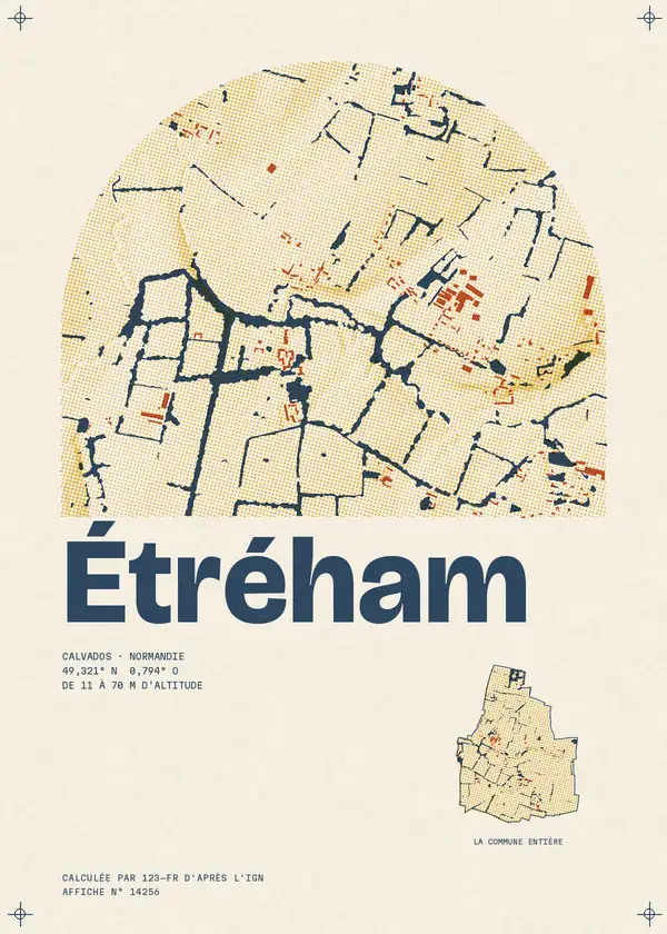 Affiche de Étréham, calculée par 123-fr d'après l'IGN