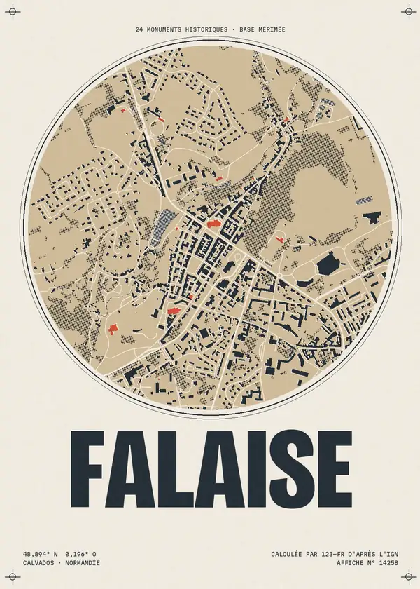 Affiche de Falaise, calculée par 123-fr d'après l'IGN