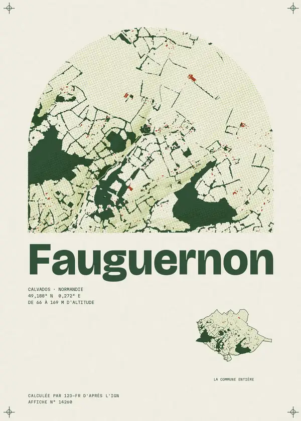 Affiche de Fauguernon, calculée par 123-fr d'après l'IGN