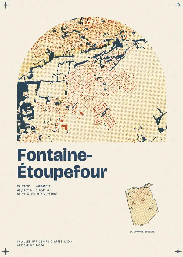Affiche de Fontaine-Étoupefour, calculée par 123-fr d'après l'IGN