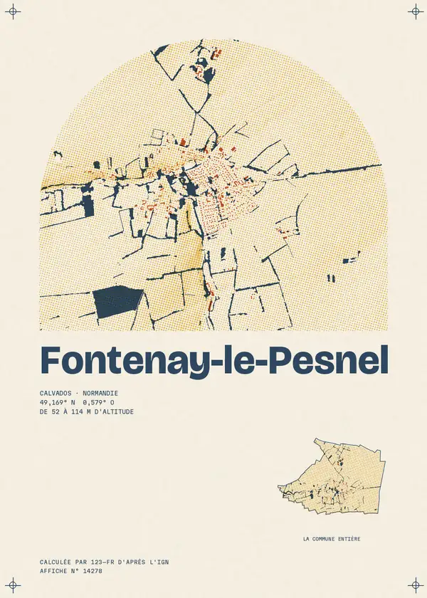 Affiche de Fontenay-le-Pesnel, calculée par 123-fr d'après l'IGN