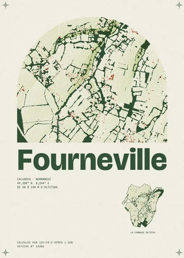 Affiche de Fourneville, calculée par 123-fr d'après l'IGN