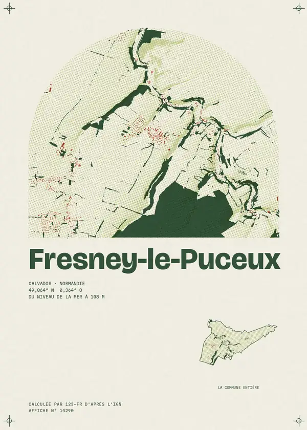 Affiche de Fresney-le-Puceux, calculée par 123-fr d'après l'IGN
