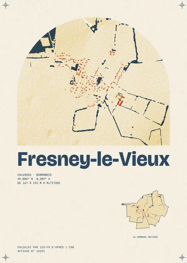 Affiche de Fresney-le-Vieux, calculée par 123-fr d'après l'IGN
