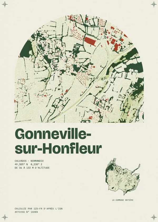 Affiche de Gonneville-sur-Honfleur, calculée par 123-fr d'après l'IGN