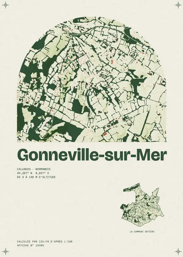 Affiche de Gonneville-sur-Mer, calculée par 123-fr d'après l'IGN