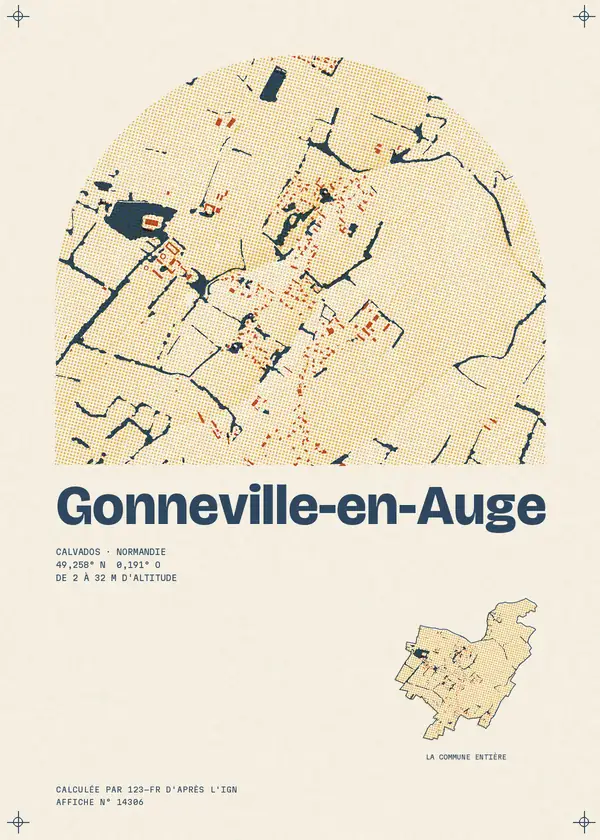 Affiche de Gonneville-en-Auge, calculée par 123-fr d'après l'IGN