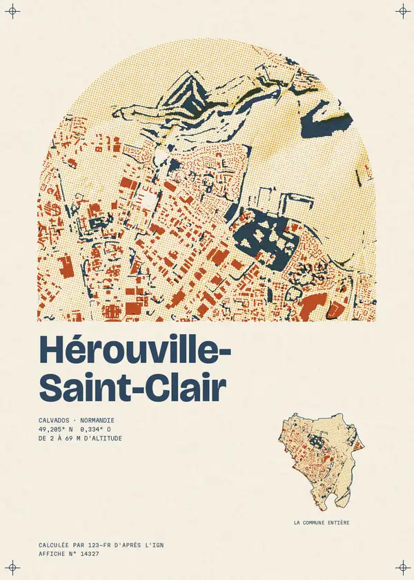 Affiche de Hérouville-Saint-Clair, calculée par 123-fr d'après l'IGN