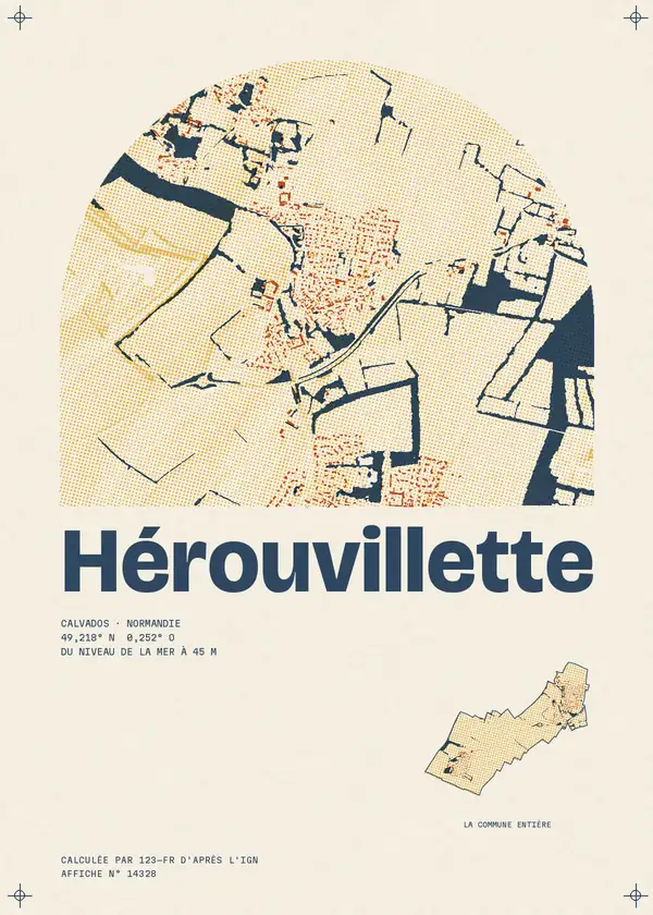 Affiche de Hérouvillette, calculée par 123-fr d'après l'IGN