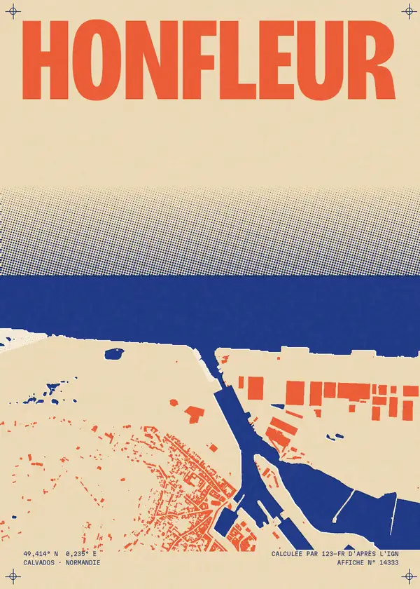 Affiche de Honfleur, calculée par 123-fr d'après l'IGN