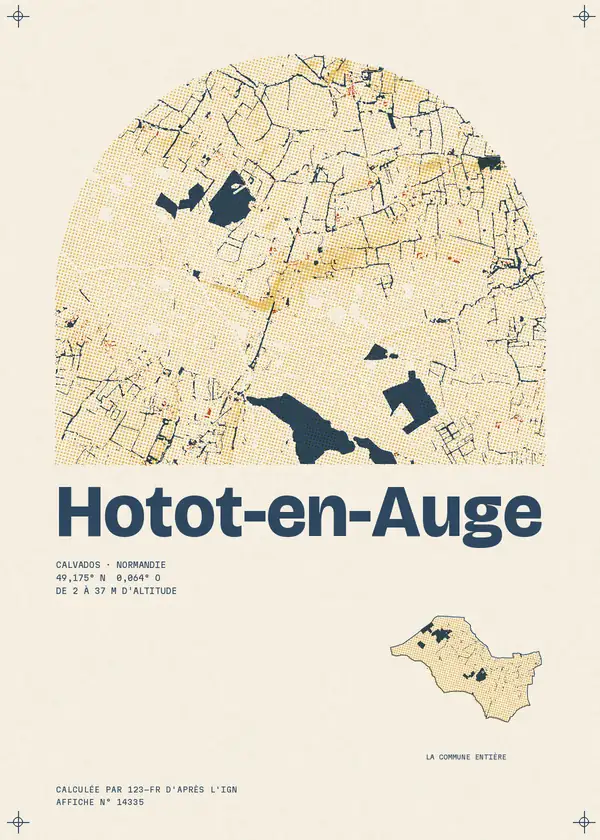 Affiche de Hotot-en-Auge, calculée par 123-fr d'après l'IGN