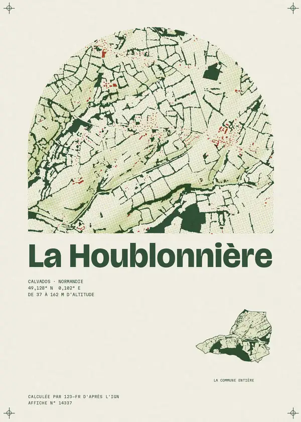 Affiche de La Houblonnière, calculée par 123-fr d'après l'IGN