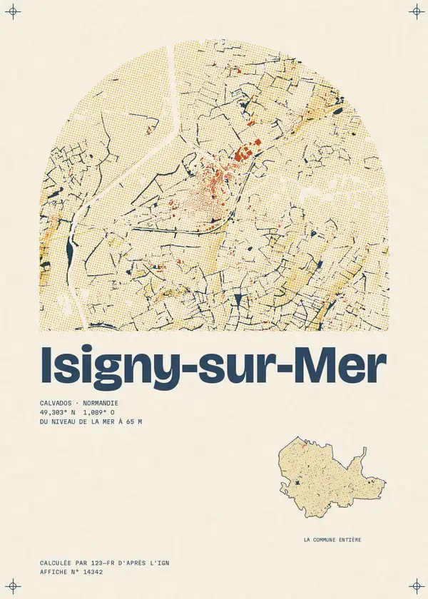 Affiche de Isigny-sur-Mer, calculée par 123-fr d'après l'IGN