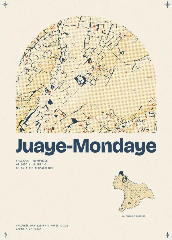 Affiche de Juaye-Mondaye, calculée par 123-fr d'après l'IGN
