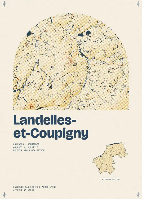 Affiche de Landelles-et-Coupigny, calculée par 123-fr d'après l'IGN