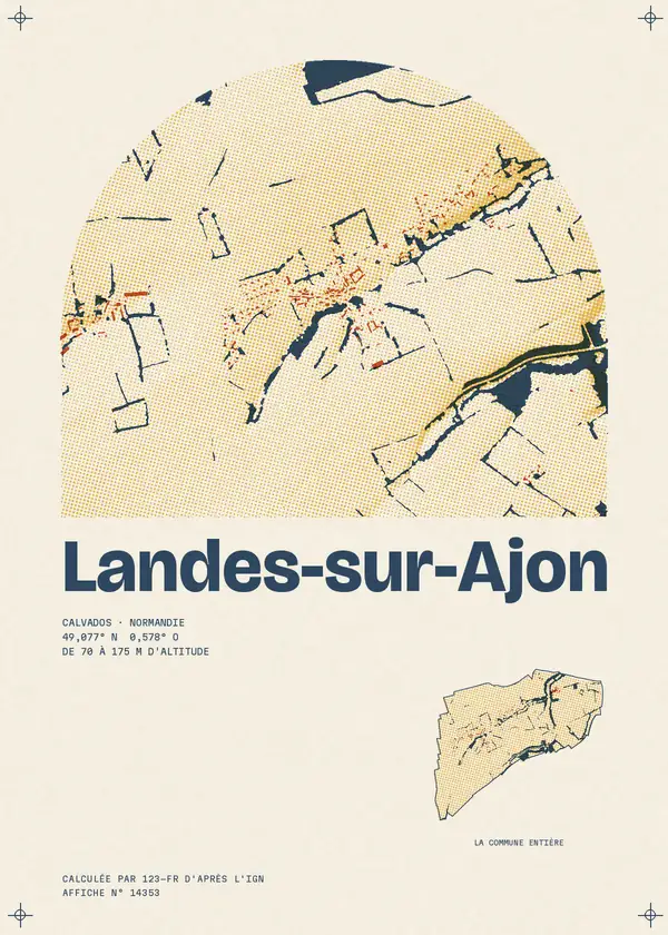 Affiche de Landes-sur-Ajon, calculée par 123-fr d'après l'IGN