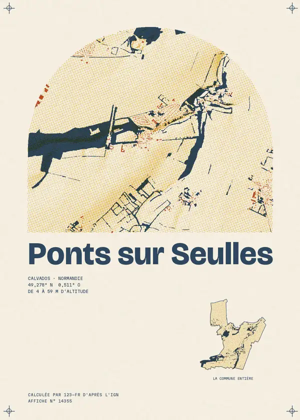 Affiche de Ponts sur Seulles, calculée par 123-fr d'après l'IGN