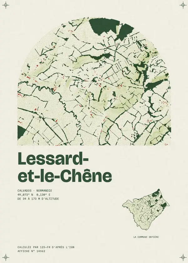Affiche de Lessard-et-le-Chêne, calculée par 123-fr d'après l'IGN