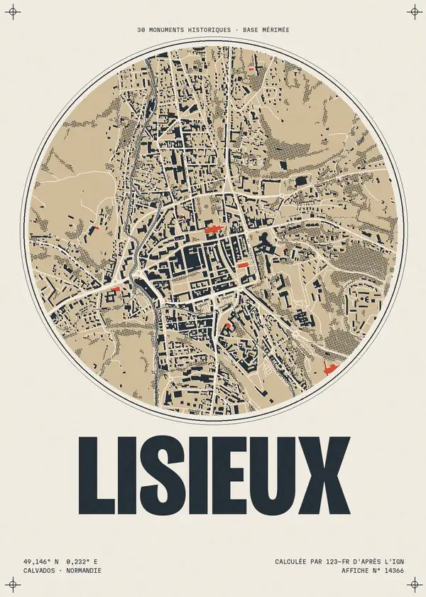 Affiche de Lisieux, calculée par 123-fr d'après l'IGN