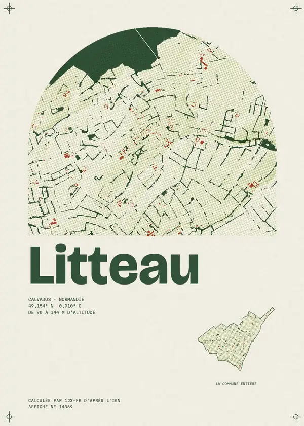 Affiche de Litteau, calculée par 123-fr d'après l'IGN