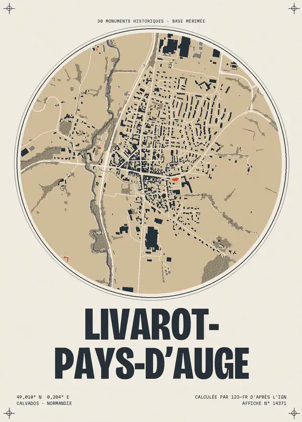 Affiche de Livarot-Pays-d'Auge, calculée par 123-fr d'après l'IGN