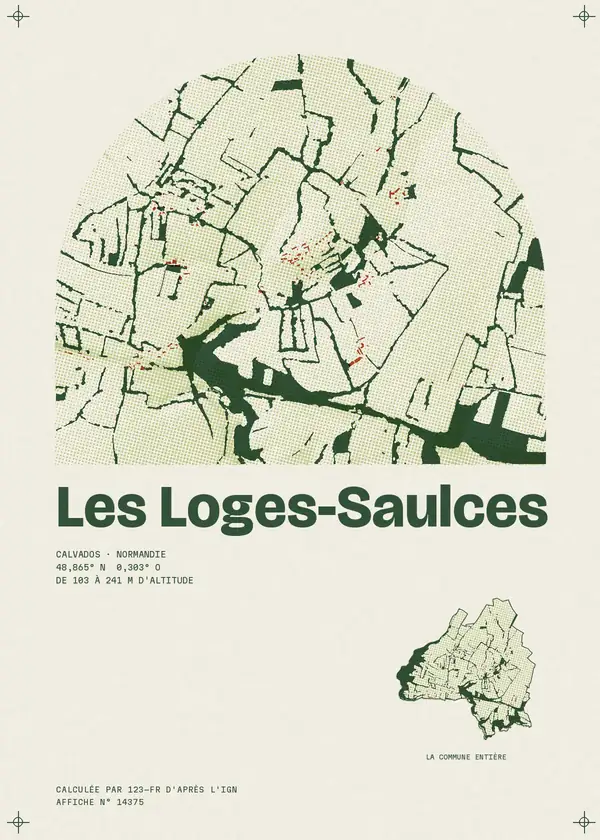 Affiche de Les Loges-Saulces, calculée par 123-fr d'après l'IGN