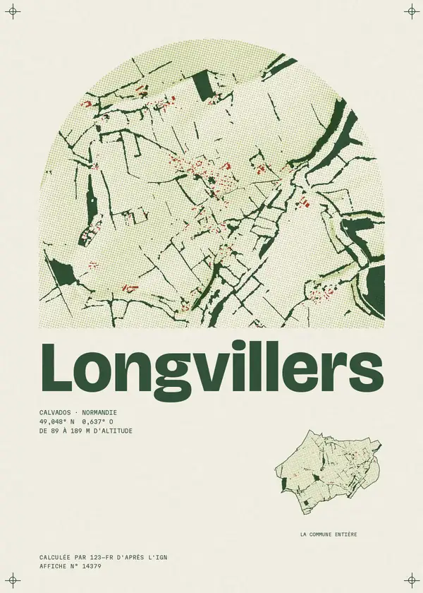 Affiche de Longvillers, calculée d'après l'IGN