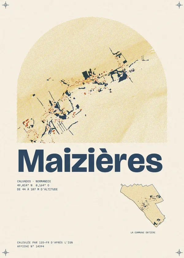 Affiche de Maizières, calculée par 123-fr d'après l'IGN