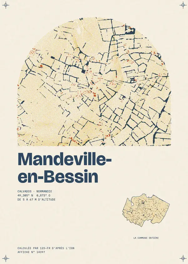 Affiche de Mandeville-en-Bessin, calculée par 123-fr d'après l'IGN