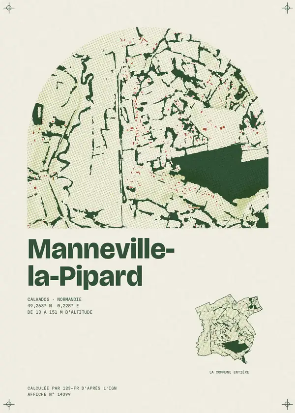 Affiche de Manneville-la-Pipard, calculée par 123-fr d'après l'IGN