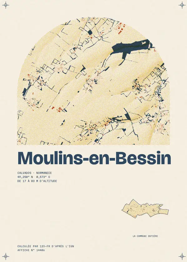 Affiche de Moulins-en-Bessin, calculée par 123-fr d'après l'IGN